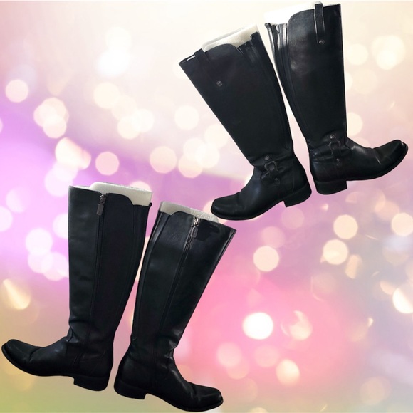 BLONDO WATERPROOF Knee High Faux Leather Black Boots - Picture 2 of 4